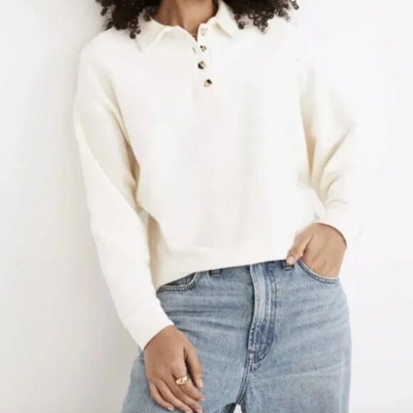 Madewell Sweaters - ** Madewell Ottoman Jacquard Knit Cropped Polo Top Small NC618